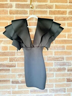 Fashion Nova Black Layered Ruffle Mini Dress